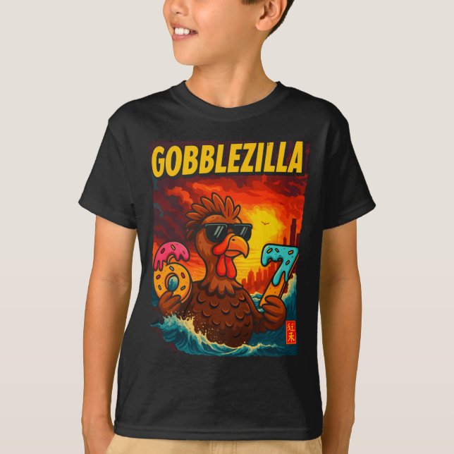 Camiseta Funny Gobblezilla Meme Thanksgiving And 6-7 Christ (Anverso)