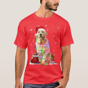 Camiseta Funny Golden Retriever Dog Tree Christmas Lights X
