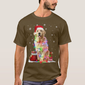Camiseta Funny Golden Retriever Dog Tree Navidades Luces X