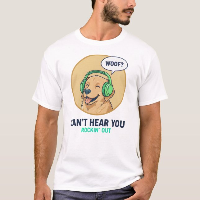 Camiseta Funny Golden Retriever With Headphones  (Anverso)