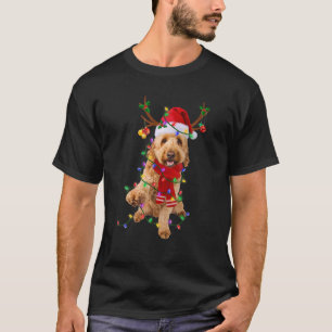 Camiseta Funny Goldendoodle Dog Tree Navidades enciende Paj