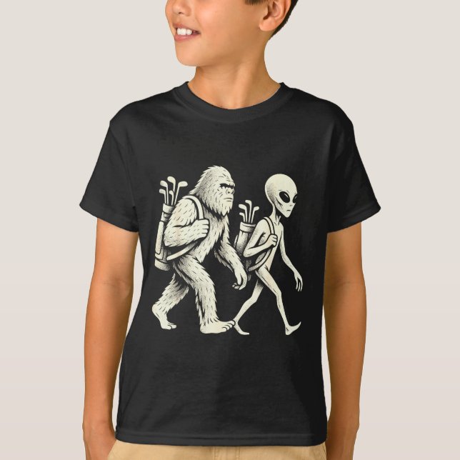 Camiseta Funny Golf Bigfoot Sasquatch Alien Ufo Golfer  (Anverso)