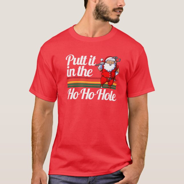 Camiseta Funny Golfing Christmas Tee Holiday Golf Ball Sant (Anverso)
