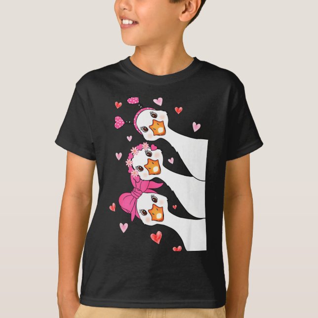 Camiseta Funny Goose Happy Valentine Goose Cute Heart Lover (Anverso)