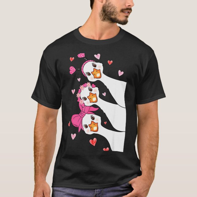Camiseta Funny Goose Happy Valentine Goose Cute Heart Lover (Anverso)