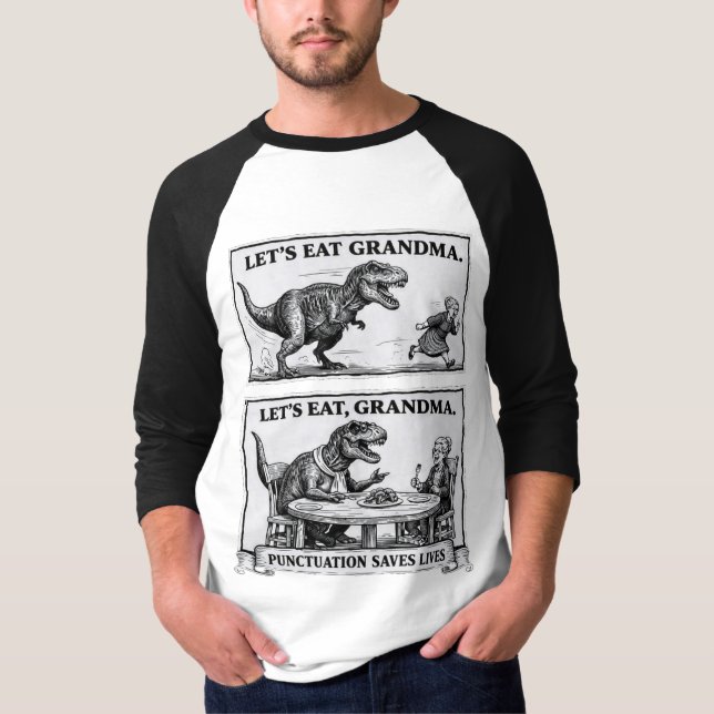 Camiseta Funny Grammar T-Shirt – “Let’s Eat, Grandma” (Anverso)