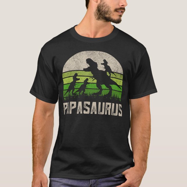Camiseta Funny Grandpa Shirts, Papasaurus Dinosaur 3 Kids F (Anverso)