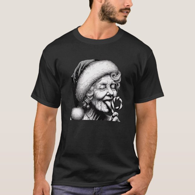Camiseta Funny Granny Nana Licking Candy Cane Grandma Chris (Anverso)