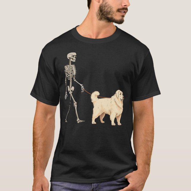 Camiseta Funny Great Pyrenees Skeleton Dog Walking Hallowee (Anverso)