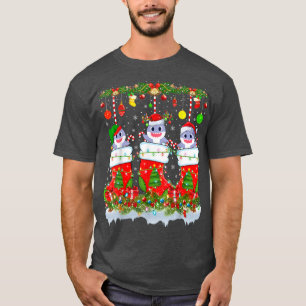Camiseta Funny Great White Shark In Xmas Socks Lights Shark