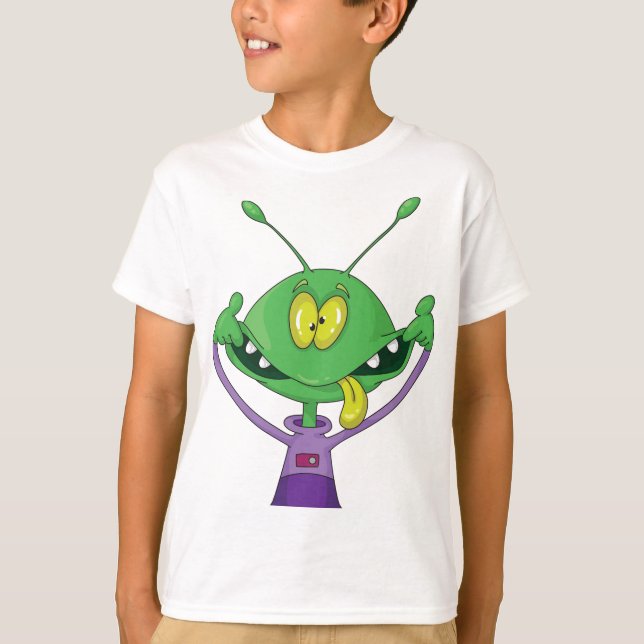 Camiseta Funny Green Alien Making Silly Face (Anverso)