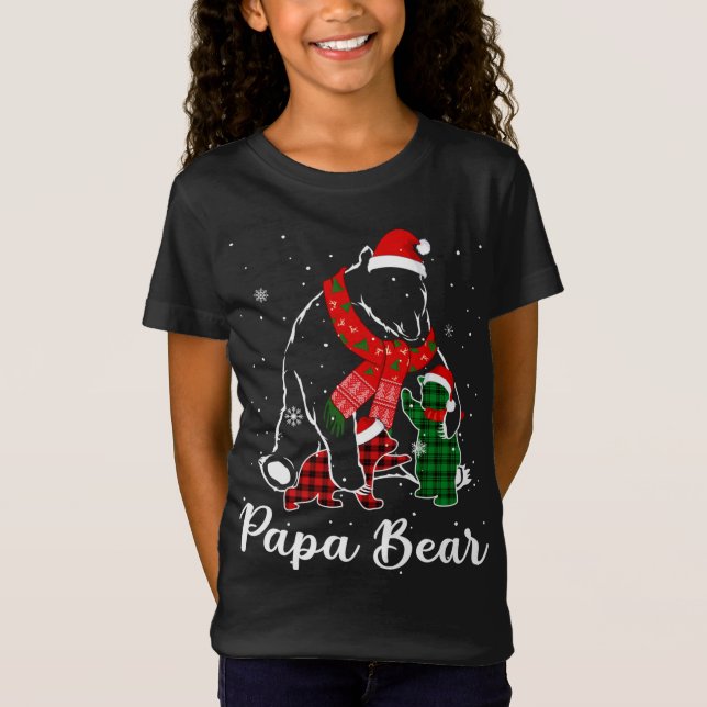 Camiseta Funny Green Red Plaid Papa Bear Matando Pajama Fa (Anverso)
