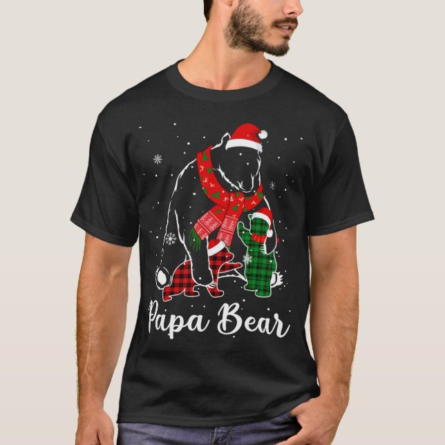 Camiseta Funny Green Red Plaid Papa Bear Matando Pajama Fa (Anverso)