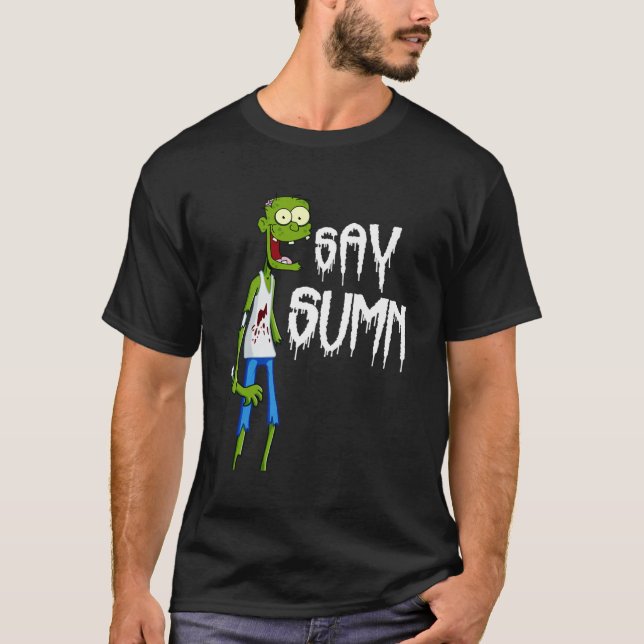 Camiseta Funny Green Zombie Skeleton - Di Algo Con W (Anverso)