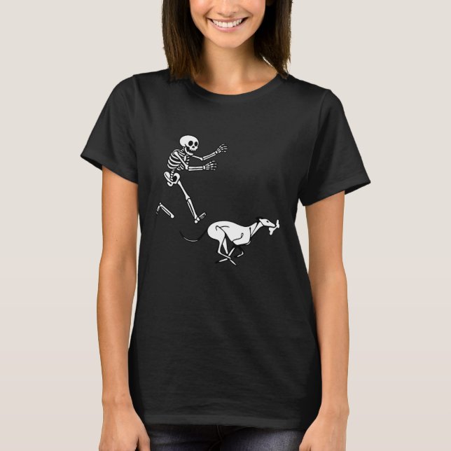 Camiseta Funny Greyhound Running Skeleton Halloween (Anverso)