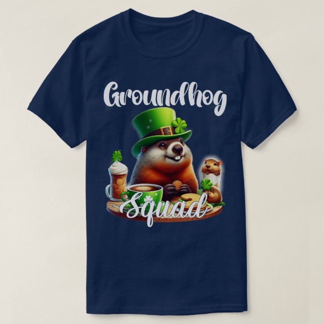 Camiseta Funny Groundhog Squad Happy Groundhog St Patricks (Diseño del anverso)