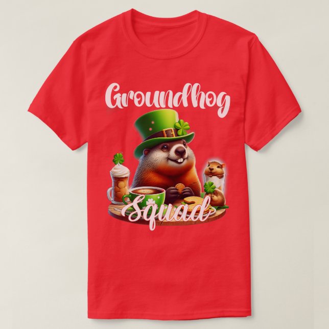 Camiseta Funny Groundhog Squad Happy Groundhog St Patricks (Diseño del anverso)