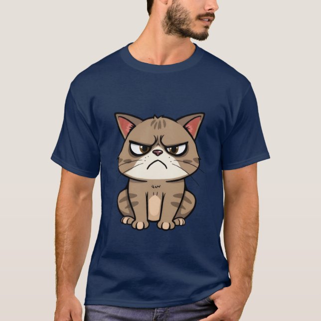 Camiseta Funny Grumpy Brown Tabby Cat Sassy Stare 🐾😒 (Anverso)