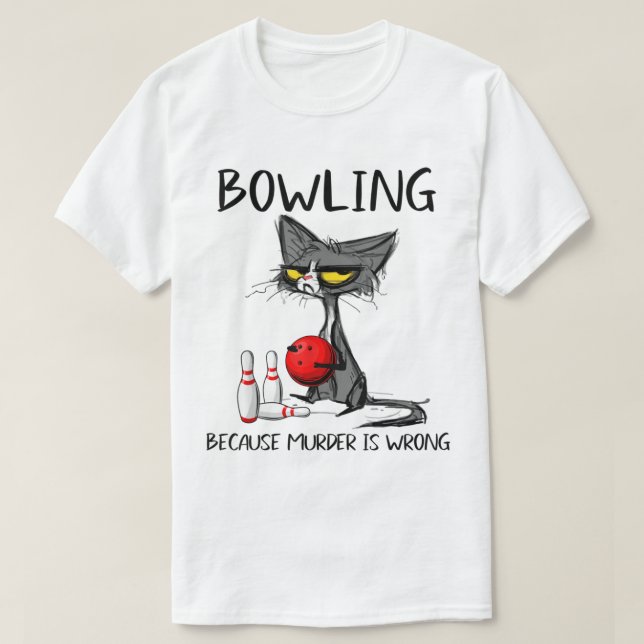 Camiseta Funny Grumpy Cat Bowling Humor Design (Diseño del anverso)