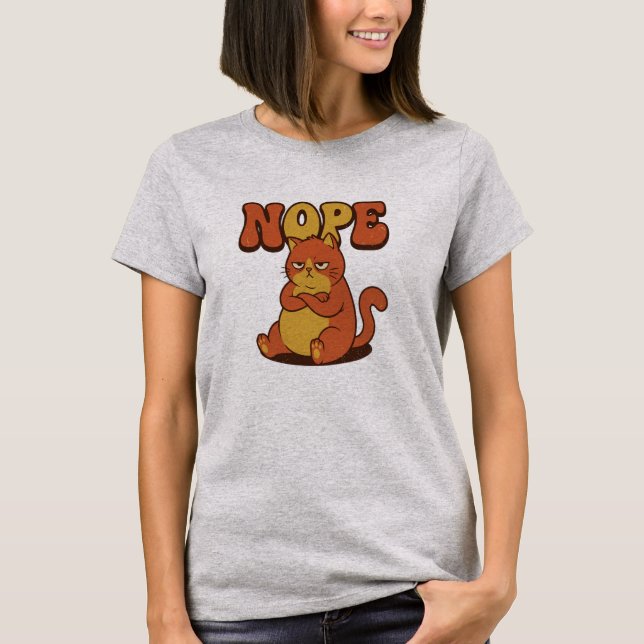 Camiseta Funny Grumpy Cat "NOPE" T-Shirt - Retro 70s Style (Anverso)
