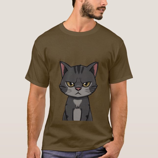 Camiseta Funny Grumpy Charcoal Tabby Cat Sassy Stare 🐾😒 (Anverso)