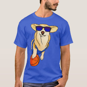 Camiseta Funny Guay Basketball Corgi llevando gafas de sol