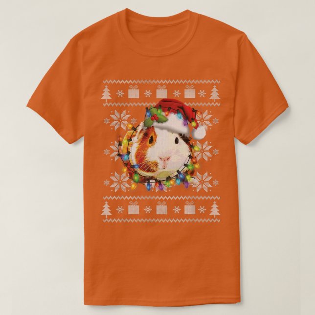 Camiseta Funny Guinea Pig Christmas Reindeer Christmas Ligh (Diseño del anverso)