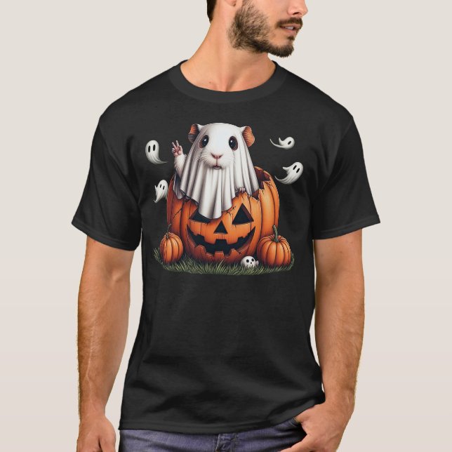 Camiseta Funny Guinea Pig Ghost Boo Halloween Womens Mens K (Anverso)