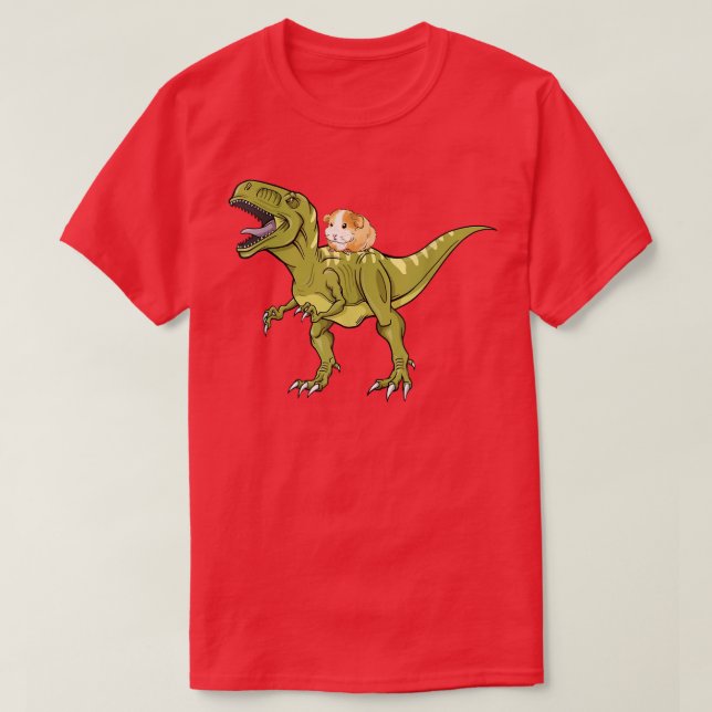 Camiseta Funny Guinea Pig Riding T Rex Dinosaur T-Shirt (Diseño del anverso)