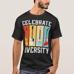 Camiseta Funny Guitar Celebrate Diversity Vintage Music 736