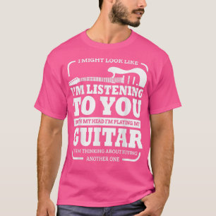 Camiseta Funny Guitar I Might Look Like I'm Listening Vinta