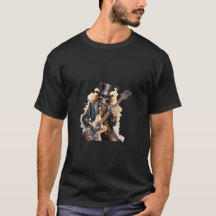 Camiseta Funny Guitar Skeleton Player Rock Músico T