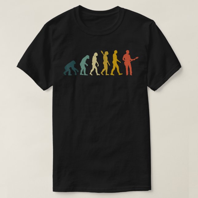 Camiseta Funny Guitarist Guitar Evolution Man Vintage 866 (Diseño del anverso)