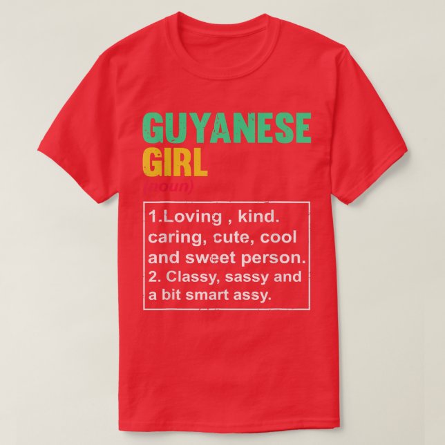 Camiseta Funny Guyanese Girl Definition British Pun Guyana  (Diseño del anverso)