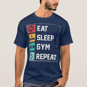 Camiseta Funny Gym Apparat Eat Sleep Gym Repeat Gym Motivat