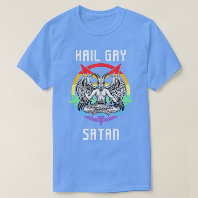 Camiseta Funny Hail Gay Satan LGBT Goth Gay Pride Baphomet (Diseño del anverso)