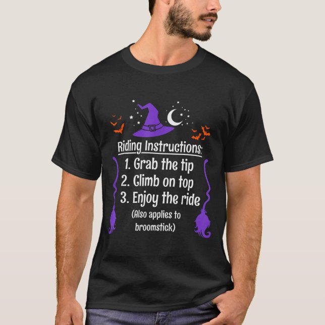 Camiseta Funny Halloween Adult Sarcasm Humor Witch Riding I (Anverso)