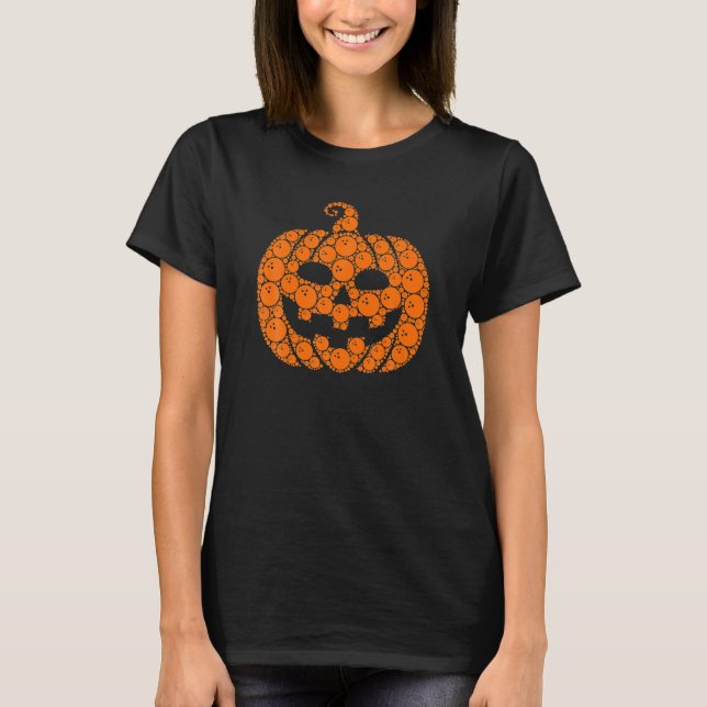 Camiseta Funny Halloween Bowling Ball Bowler Jack O Lantern (Anverso)