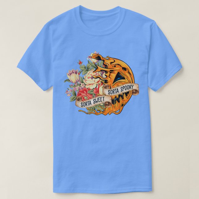Camiseta Funny Halloween Caída Calabaza Flor Sorta Dulce (Diseño del anverso)