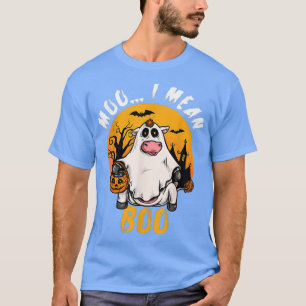 Camiseta Funny Halloween Cow Moo I Mean Boo Pumpkin Farmer 