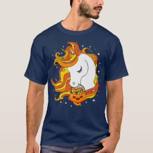 Camiseta Funny Halloween Cute Candy Corn Unicorn Halloween