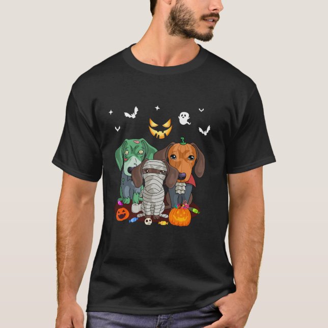Camiseta Funny Halloween Dachshund Halloweiner Dog Lover Mo (Anverso)