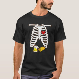 Camiseta Funny Halloween Dad Mens Skeleton Beer Pizza X Ray