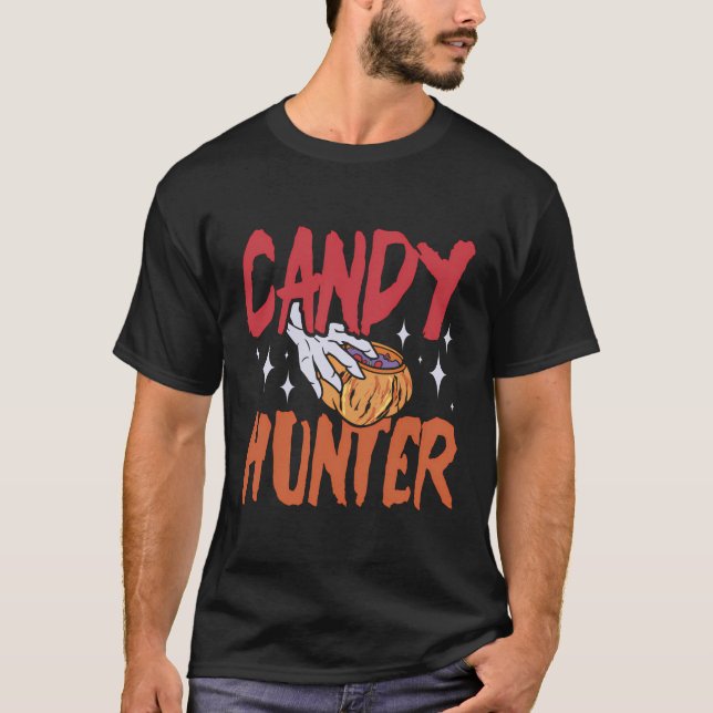 Camiseta Funny Halloween Design Para Niños Candy Hunter (Anverso)
