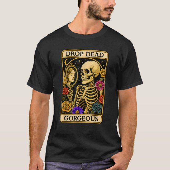 Camiseta Funny Halloween Drop Dead Gorgeous Spooky Skeleton (Anverso)