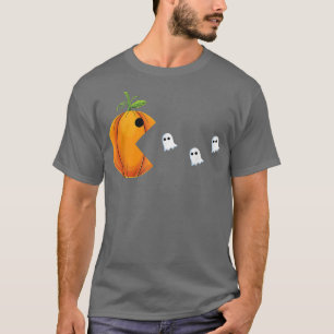 Camiseta Funny Halloween Gamer Pumpkin Eating Ghost Gaming 