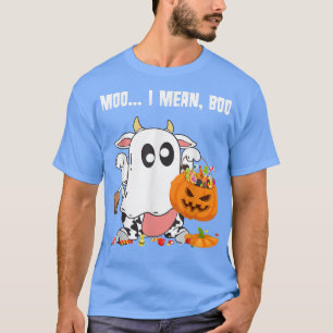 Camiseta Funny Halloween Ghost Cow With Pumpkin Moo I Mean