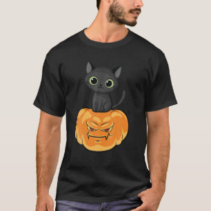 Camiseta Funny Halloween Jack-O-Lantern Gato de calabaza ll