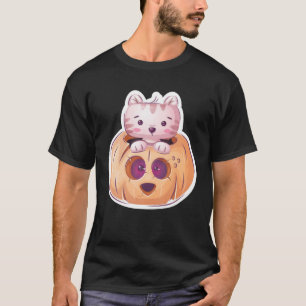 Camiseta Funny Halloween Jack-O-Lantern Gato de calabaza ll