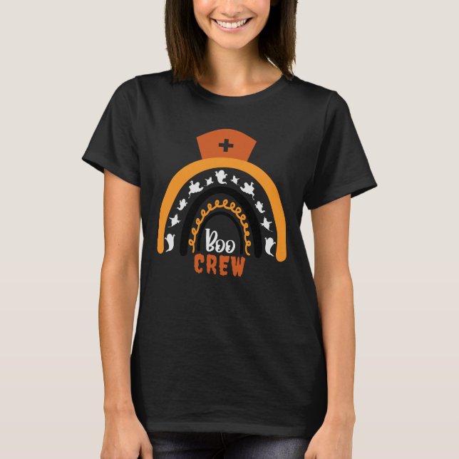 Camiseta funny halloween nurse, boo boo crew, ghost nurse (Anverso)